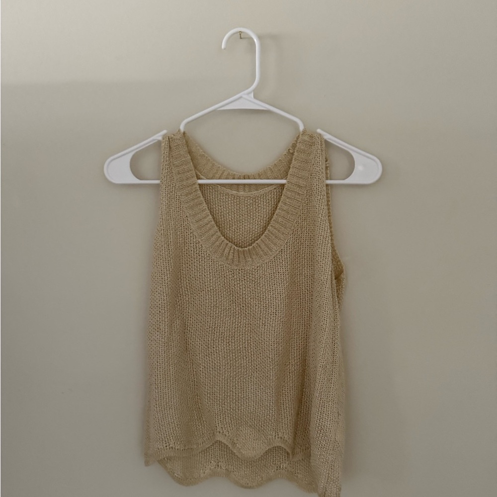 Tan Knit shimmer tank